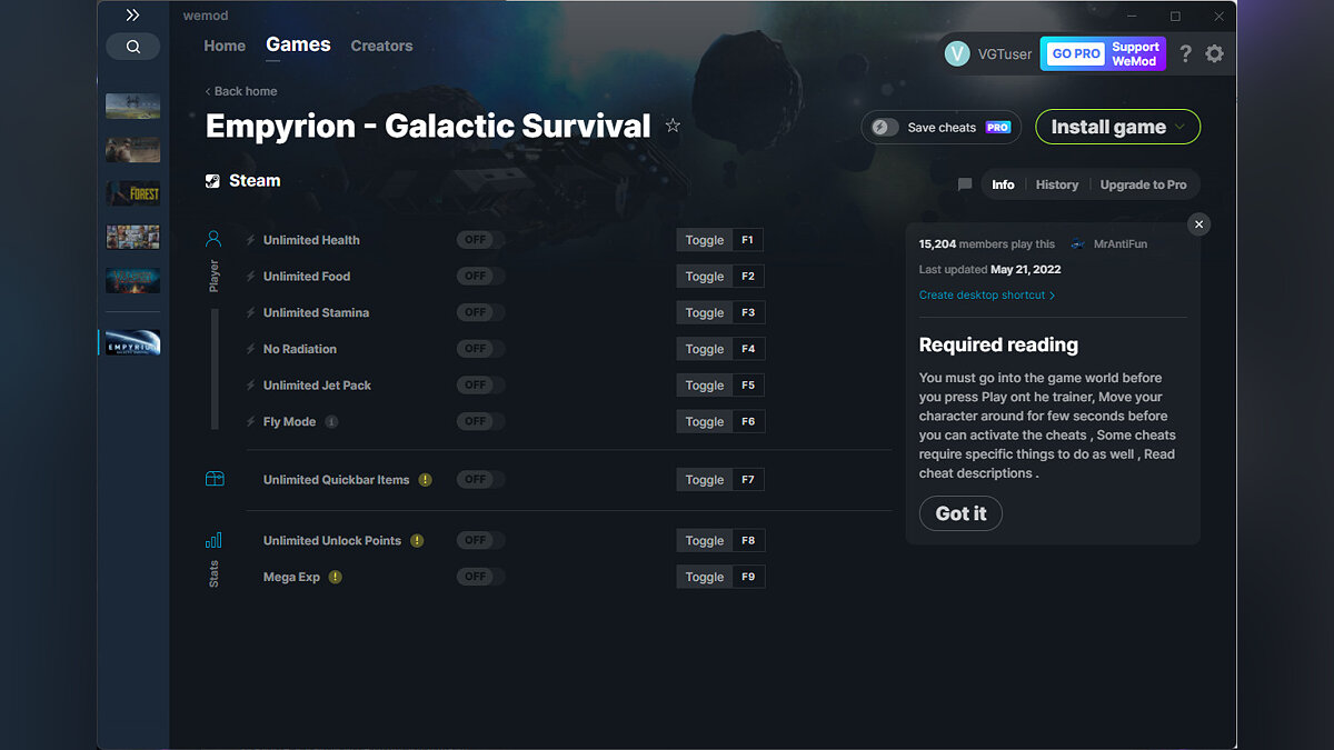 Empyrion - Galactic Survival — Trainer (+9) from 05/21/2022 [WeMod]