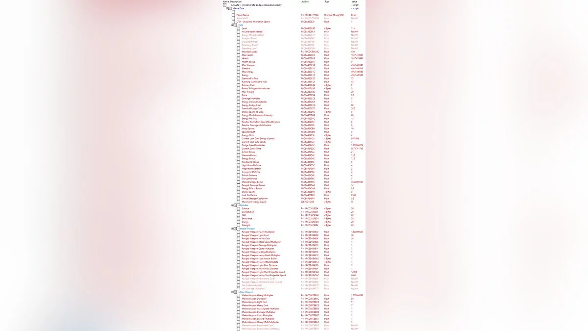 Dolmen — Table for Cheat Engine [UPD: 05/21/2022]