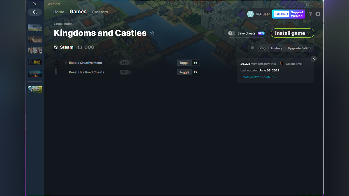 Kingdoms and Castles — Trainer (+2) from 06/03/2022 [WeMod]