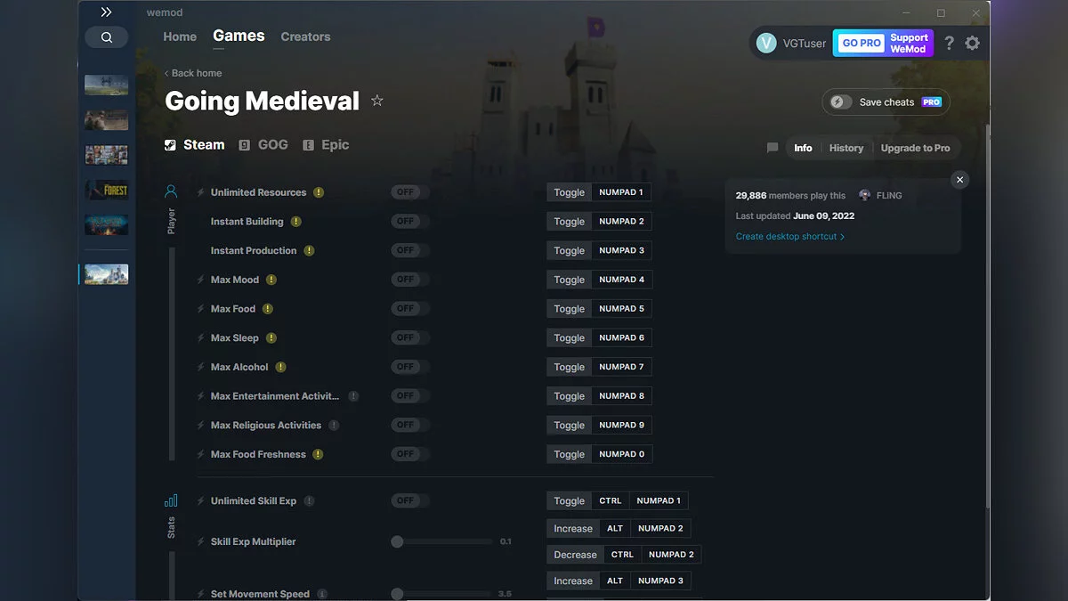 Going Medieval — Entrenador (+13) del 09/06/2022 [WeMod]