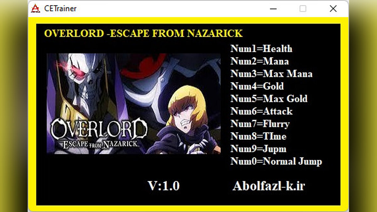 Overlord: Escape From Nazarick — Trainer (+10) [1.0]