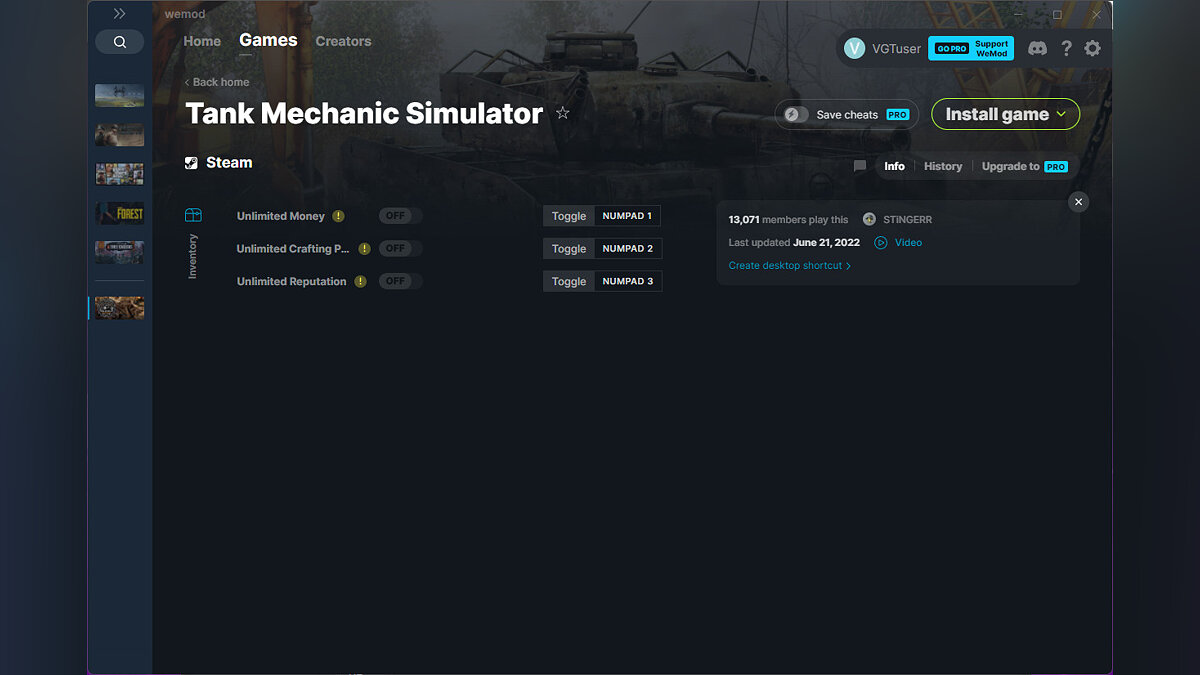 Tank Mechanic Simulator — Trainer (+3) from 06/21/2022 [WeMod]