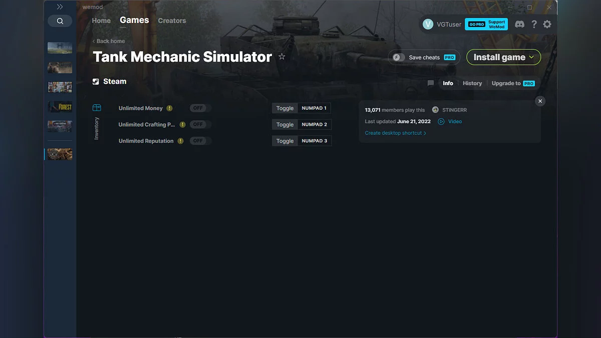 Tank Mechanic Simulator — Trainer (+3) from 06/21/2022 [WeMod]