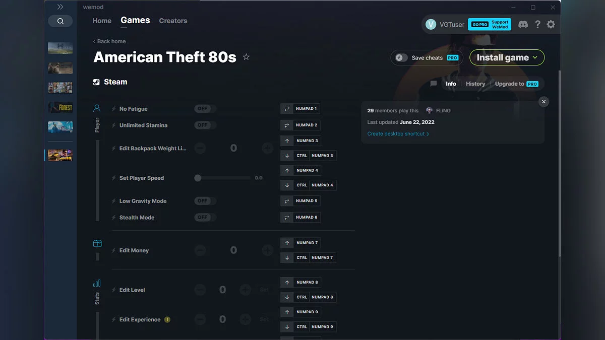 American Theft 80s — Entrenador (+13) del 22.06.2022 [WeMod]