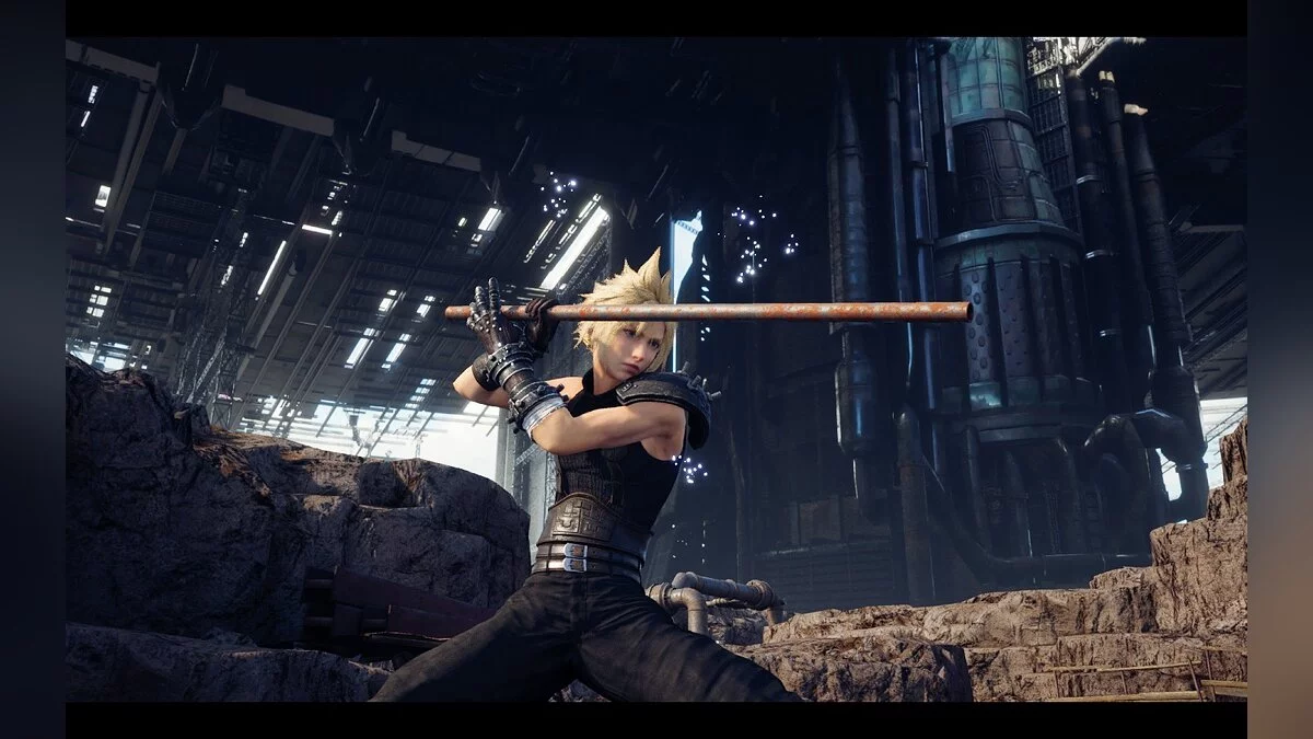 Final Fantasy VII Remake — Espada hecha de un tubo de metal oxidado.