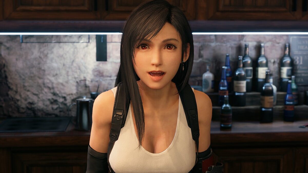 Final Fantasy VII Remake — Tifa without a T-shirt and stockings