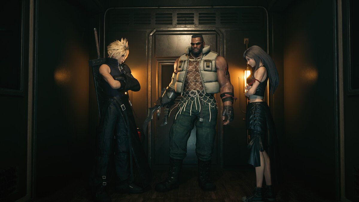 Final Fantasy VII Remake — Barrett in a costume from the game Advent Children