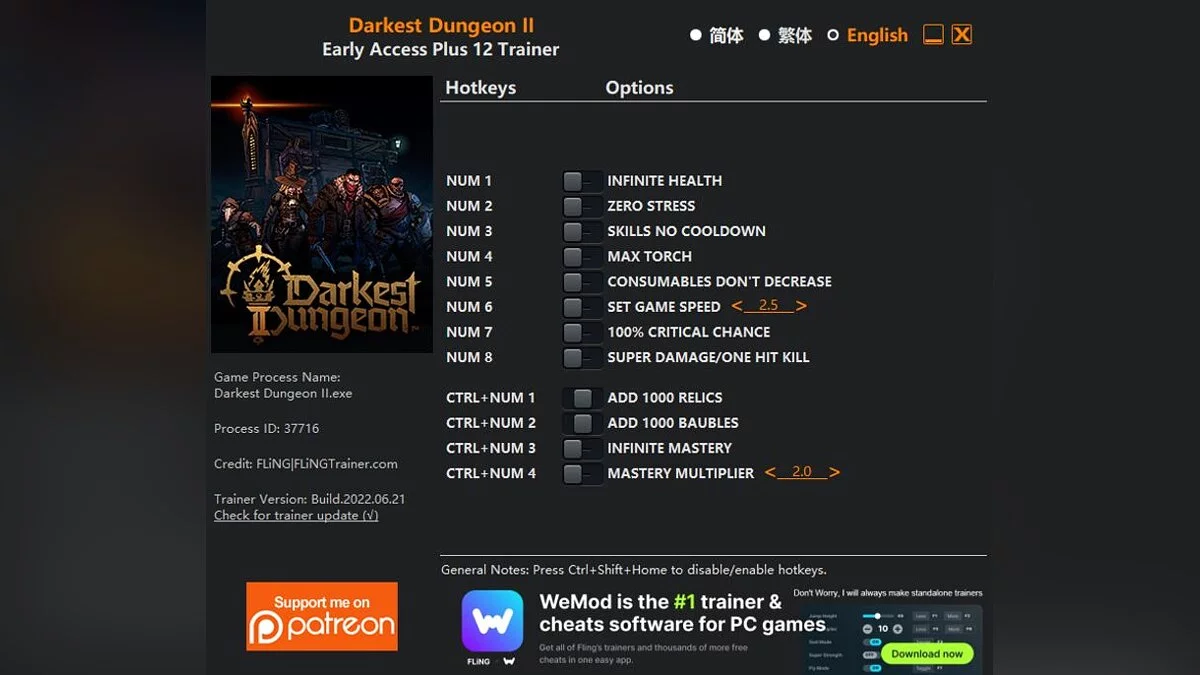 Darkest Dungeon 2 — Entrenador (+12) [EA: 22/06/2022]