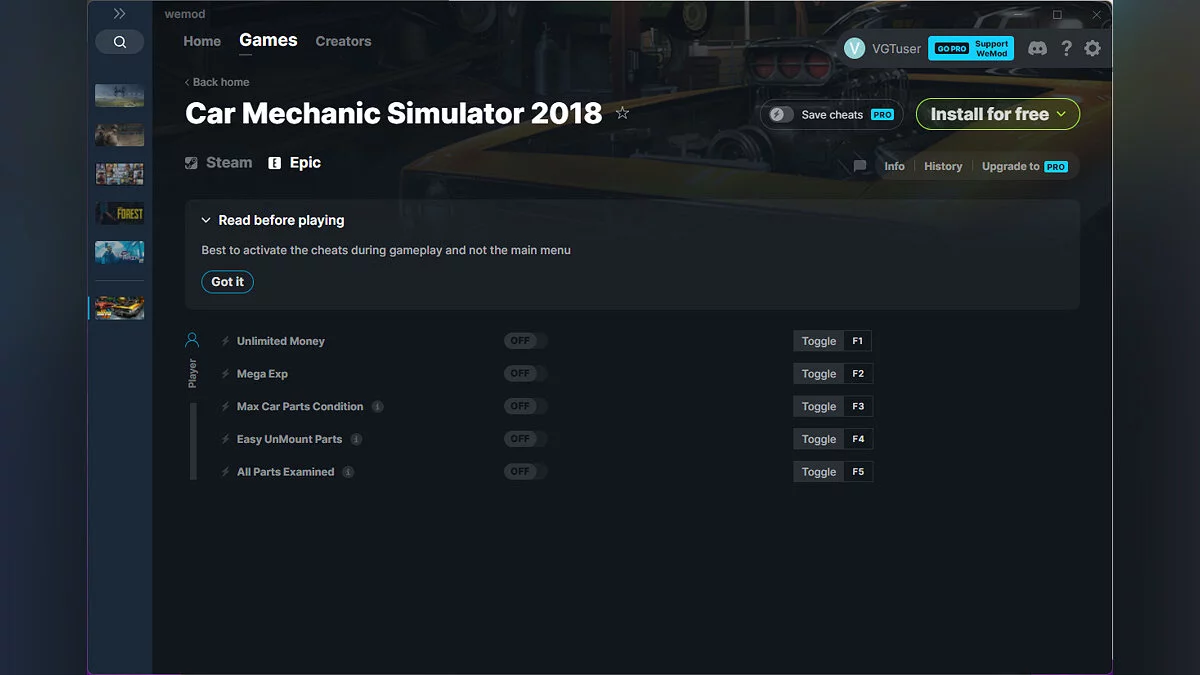 Car Mechanic Simulator 2018 — Entrenador (+5) del 23.06.2022 [WeMod]