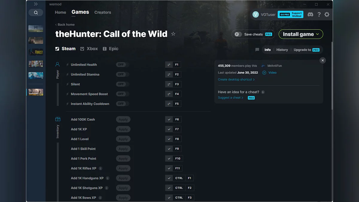 theHunter: Call of the Wild — Entrenador (+34) del 30/06/2022 [WeMod]