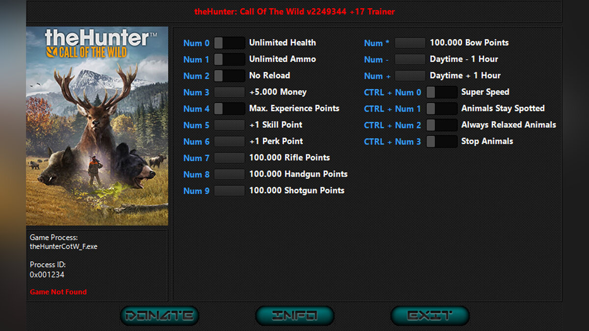 theHunter: Call of the Wild — Trainer (+17) [2050156 - 2304628: Steam and Epic]