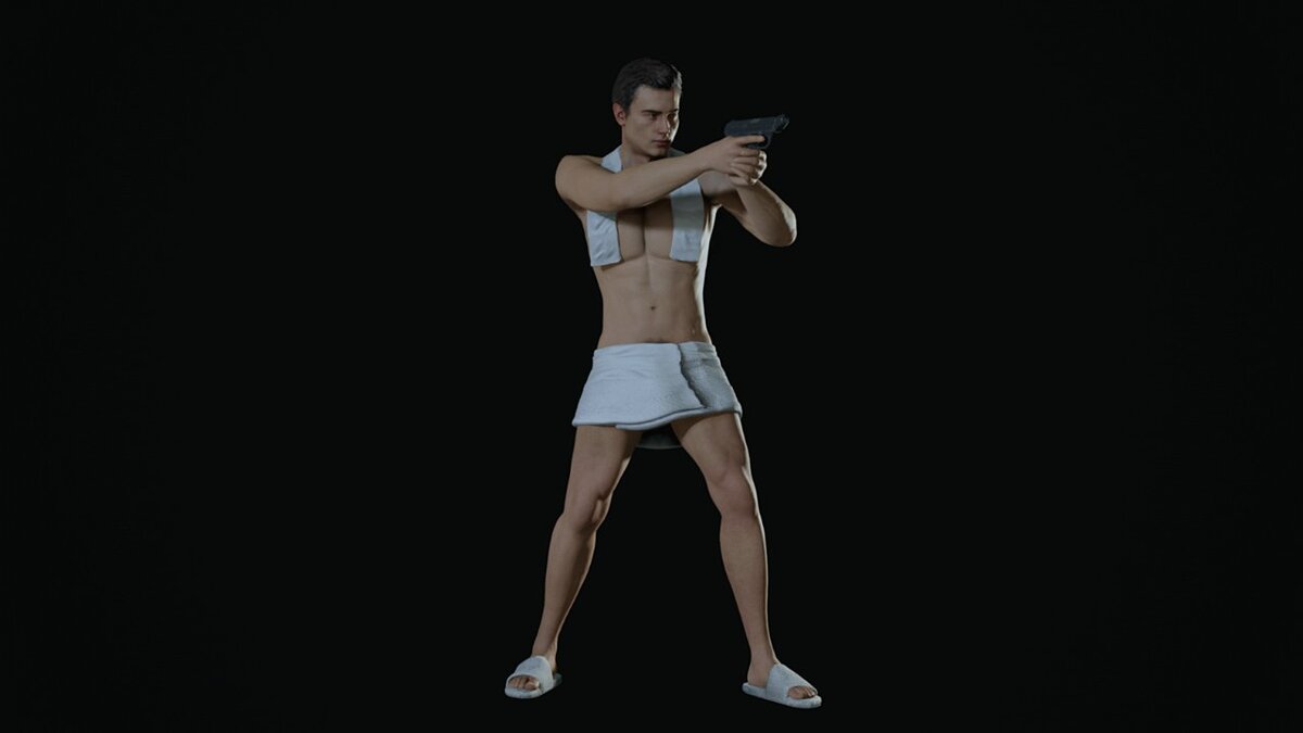 Resident Evil 2 — Leon in a towel