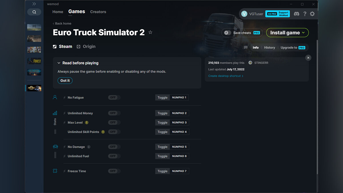 Euro Truck Simulator 2 — Trainer (+7) from 07/17/2022 [WeMod]