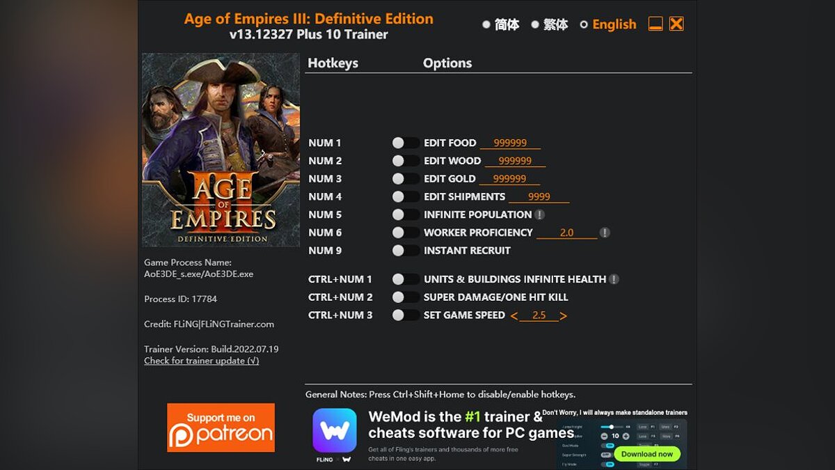 Age Of Empires 3: Definitive Edition — Trainer (+13) [1.0 - 13.12327]