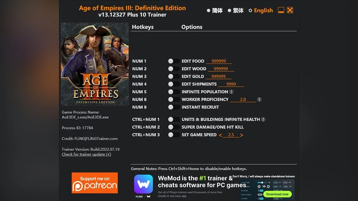 Age Of Empires 3: Definitive Edition — Trainer (+13) [1.0 - 13.12327]