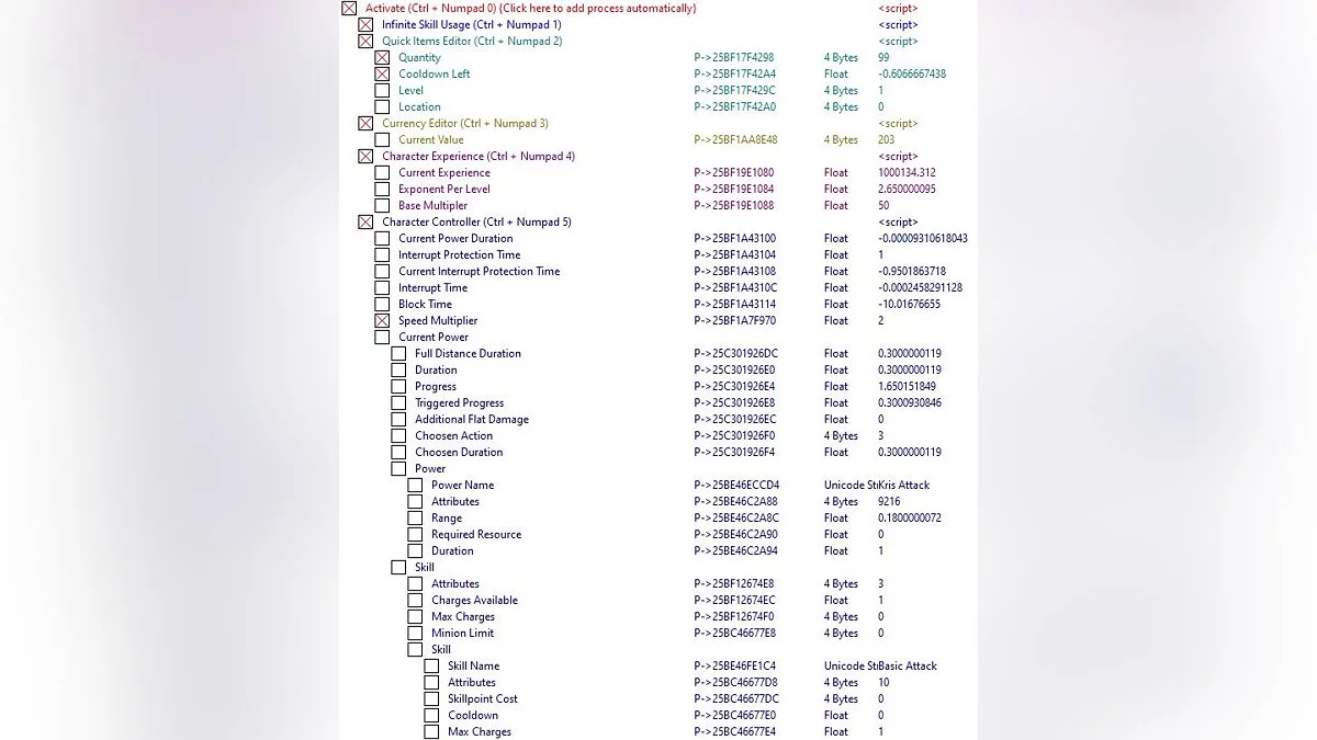 Ghostlore — Table for Cheat Engine [0.321]