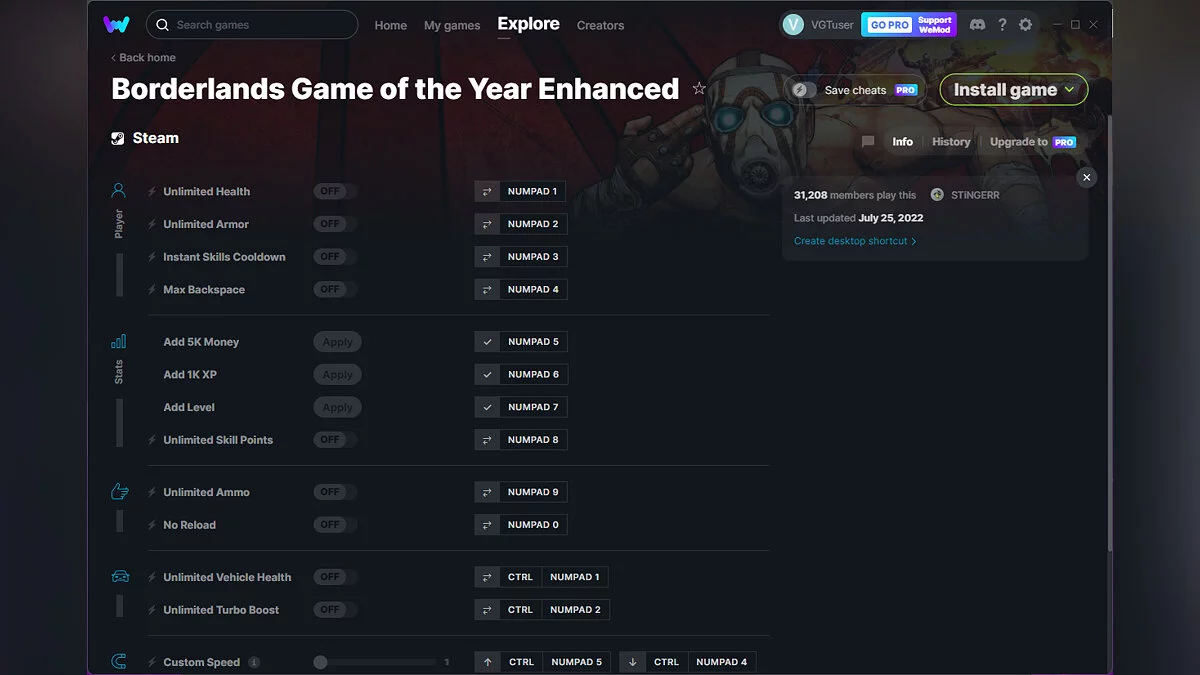 Borderlands: Game of the Year Edition — Entrenador (+14) del 25/07/2022 [WeMod]