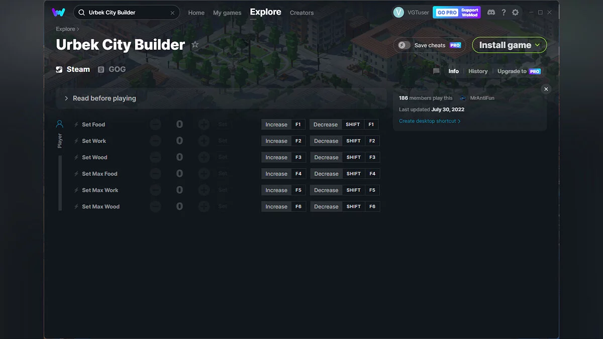 Urbek City Builder — Entrenador (+6) del 30/07/2022 [WeMod]