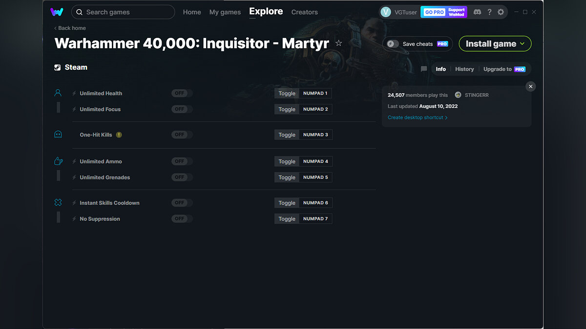 Warhammer 40,000: Inquisitor - Martyr — Trainer (+7) from 08/10/2022 [WeMod]