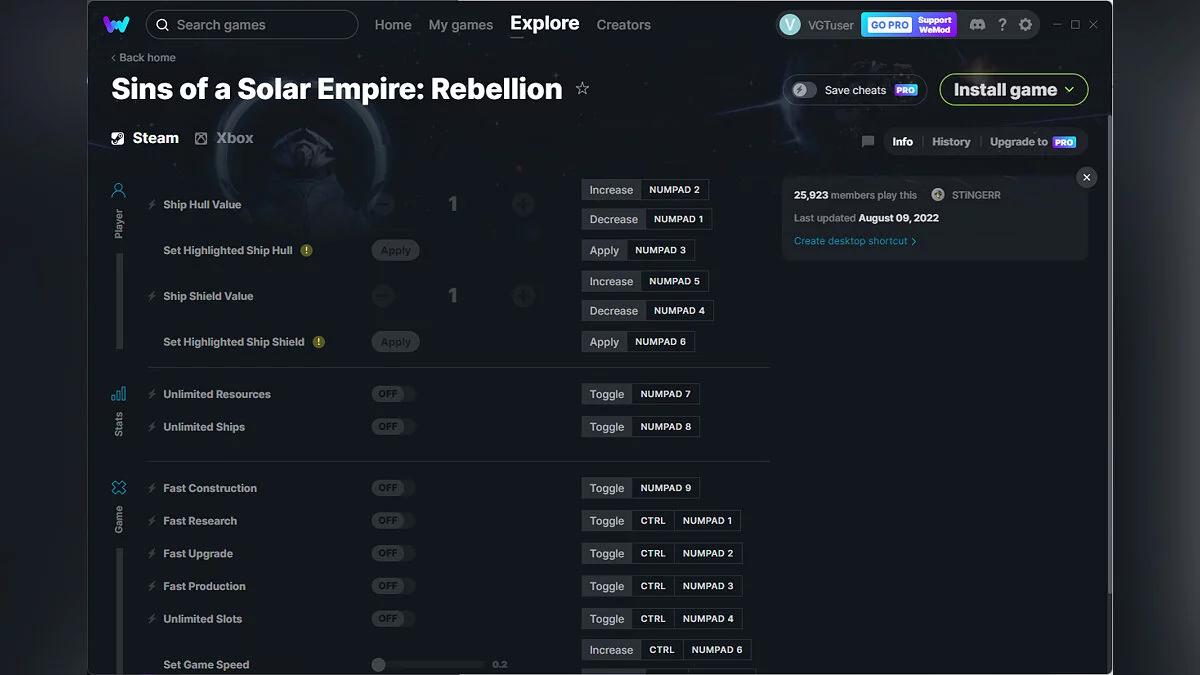 Sins of a Solar Empire: Rebellion — Trainer (+12) from 08/09/2022 [WeMod]