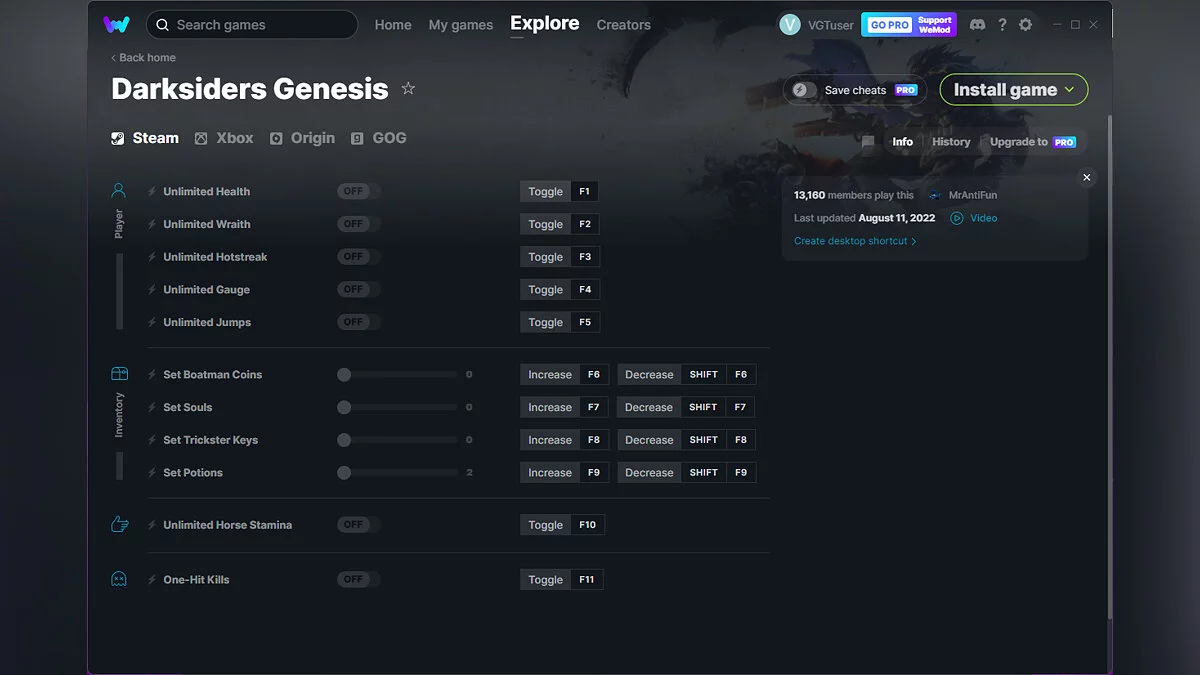 Darksiders Genesis — Entrenador (+11) del 11/08/2022 [WeMod]