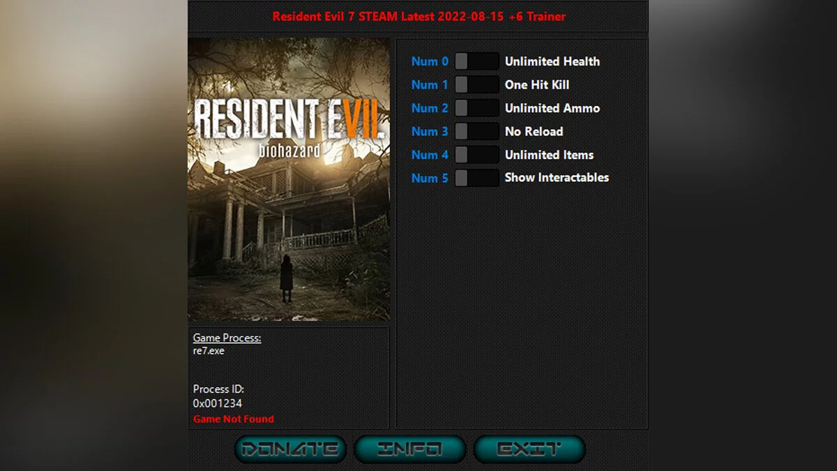 Resident Evil 7 Biohazard — Trainer (+6) [UPD: 08/15/2022]