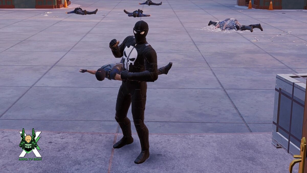 Marvel&#039;s Spider-Man Remastered — Stealth suit with Punisher logo