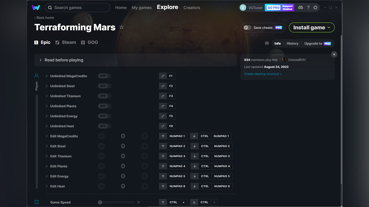 Terraforming Mars — Trainer (+13) from 08/24/2022 [WeMod]