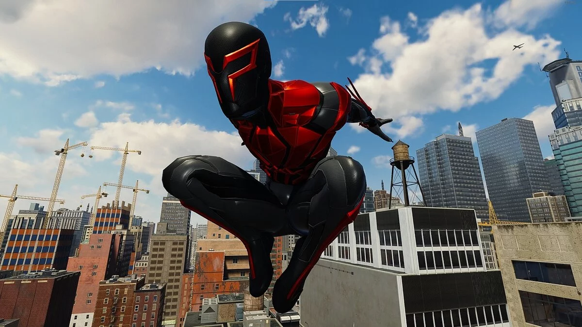 Marvel&#039;s Spider-Man Remastered — "Spider-Man 2099" - traje blanco en tonos negros y grises