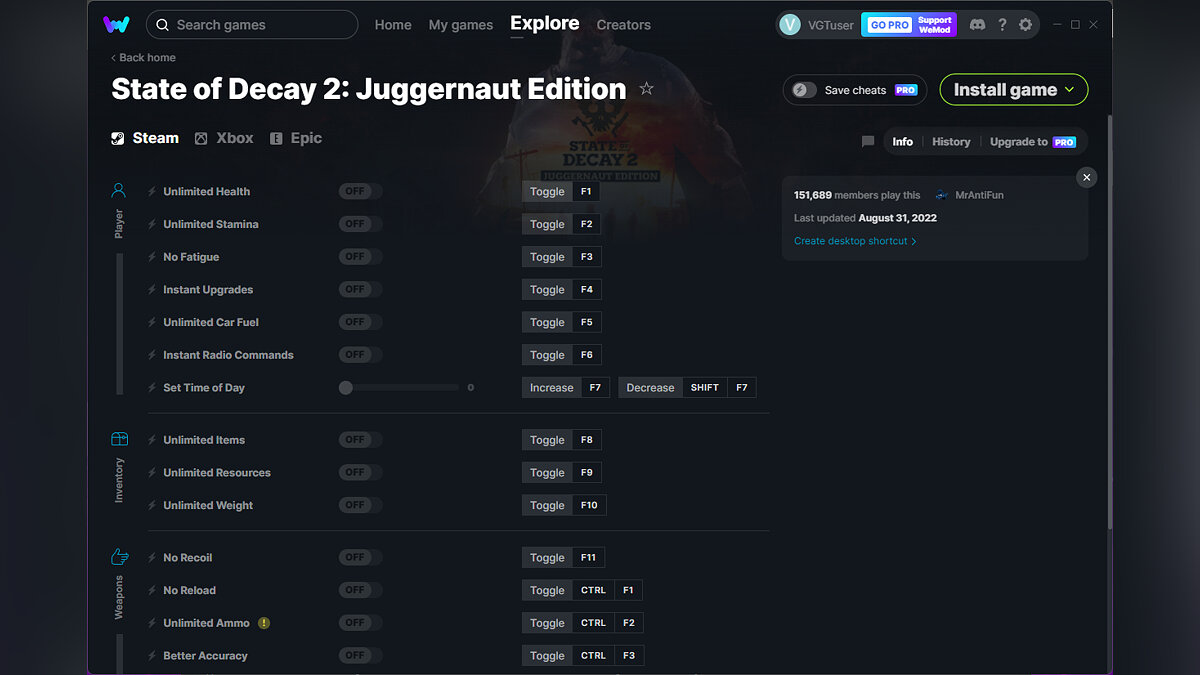 State of Decay 2: Juggernaut Edition — Trainer (+16) from 08/31/2022 [WeMod]