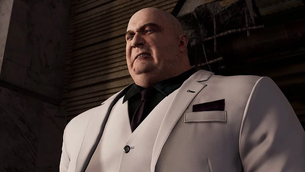 Marvel&#039;s Spider-Man Remastered — Kingpin in black and white suit