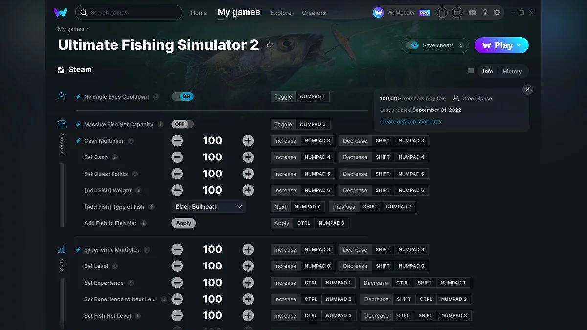 Ultimate Fishing Simulator 2 — Formateur (+24) du 01/09/2022 [WeMod]