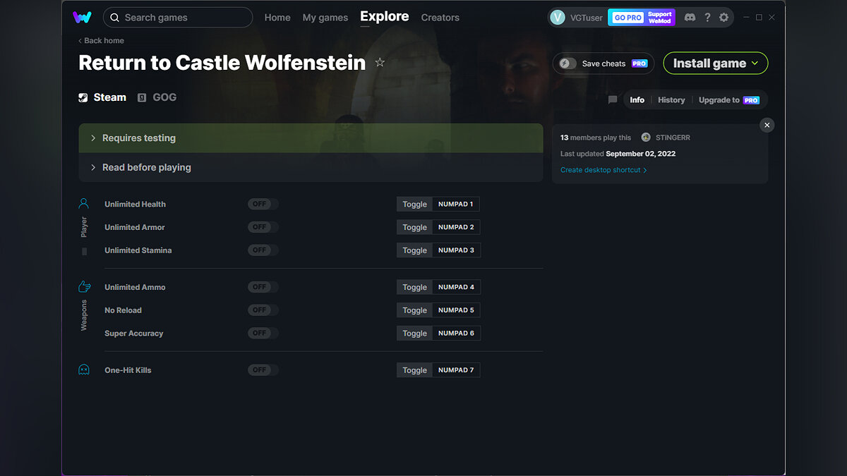 Return to Castle Wolfenstein — Trainer (+7) from 02.09.2022 [WeMod]