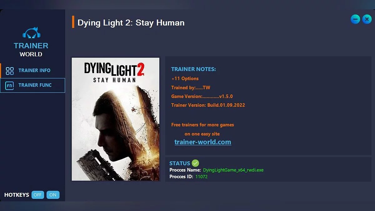 Dying Light 2 Stay Human — Trainer (+11) [v1.5.0]