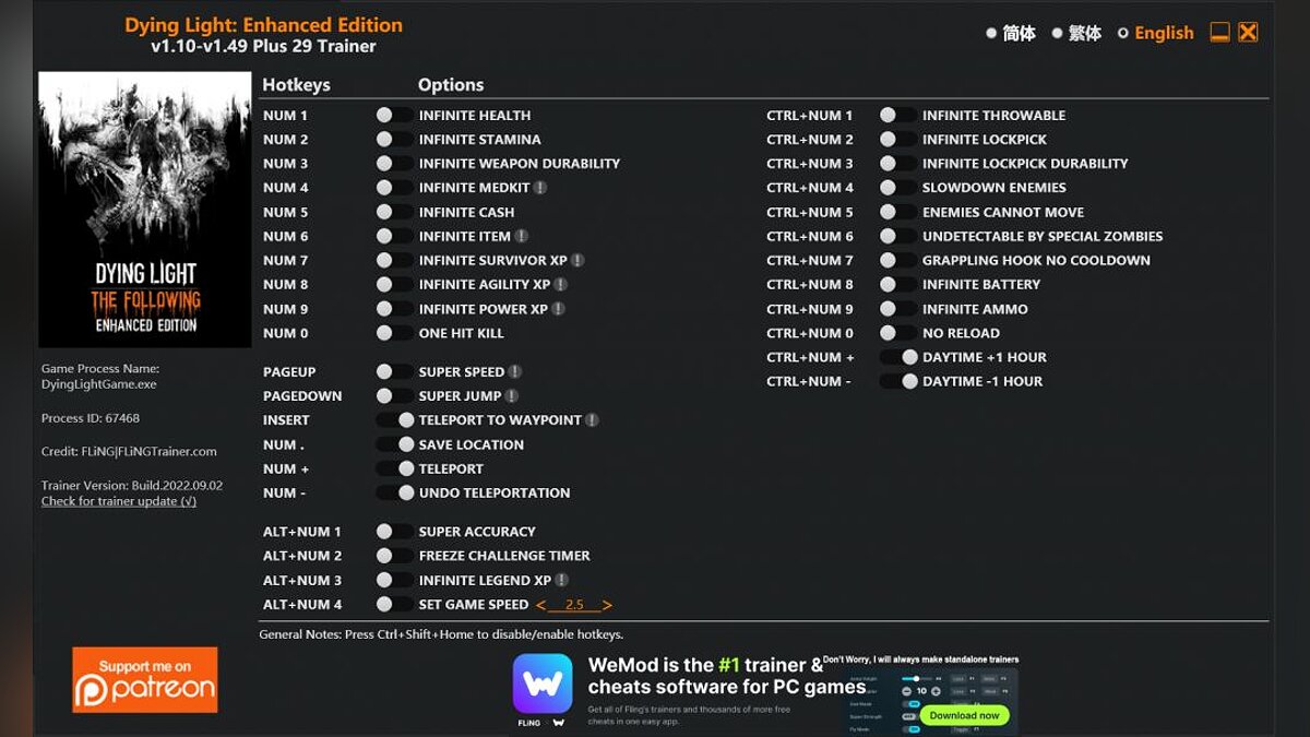 Dying Light — Trainer (+29) [1.10 - 1.49]