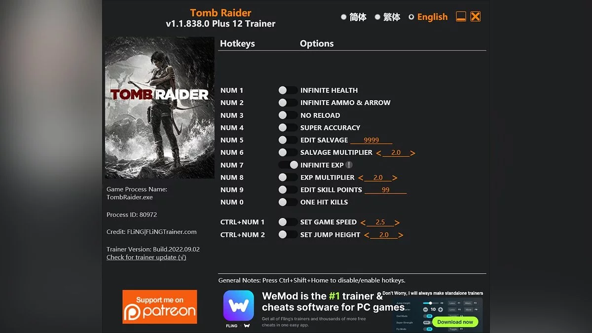 Tomb Raider — Entrenador (+12) [1.1.838.0]