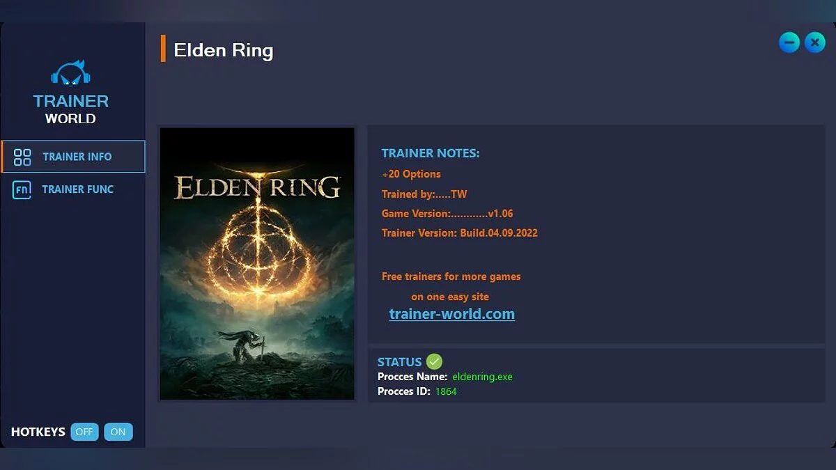 Elden Ring — Entrenador (+20) [v1.06]