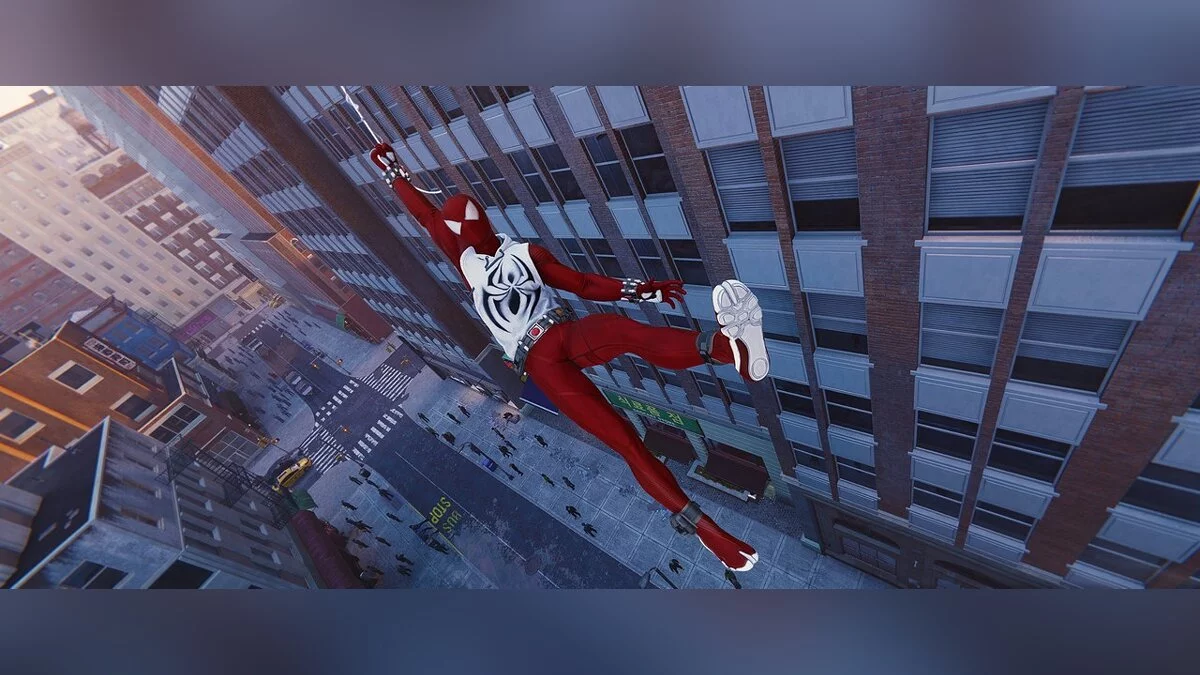 Marvel&#039;s Spider-Man Remastered — Scarlet spider in a white vest, gloves and shoes