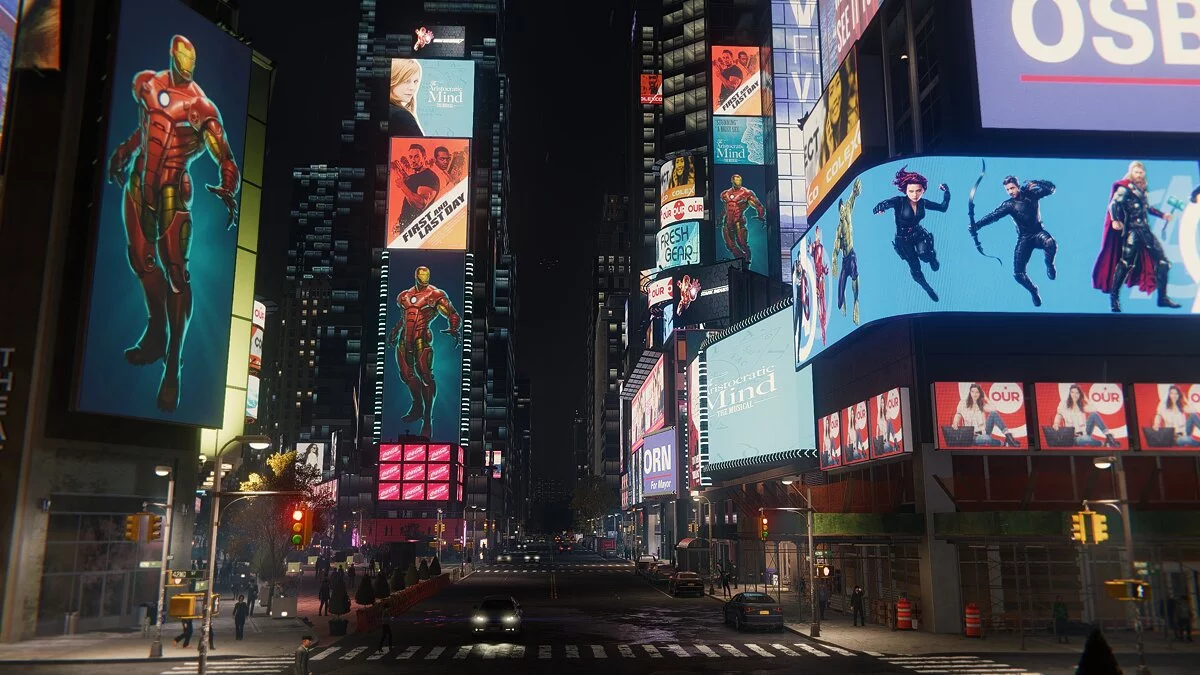 Marvel&#039;s Spider-Man Remastered — Marvel advertisement in Times Square