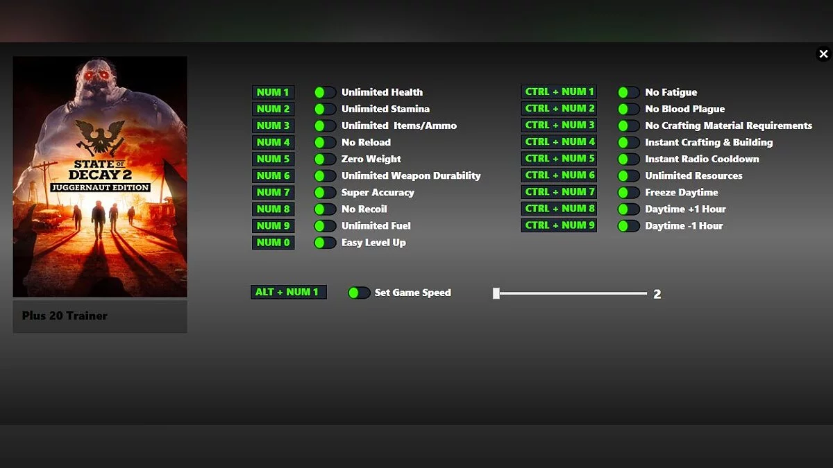 State of Decay 2: Juggernaut Edition — Trainer (+20) from 09/05/2022
