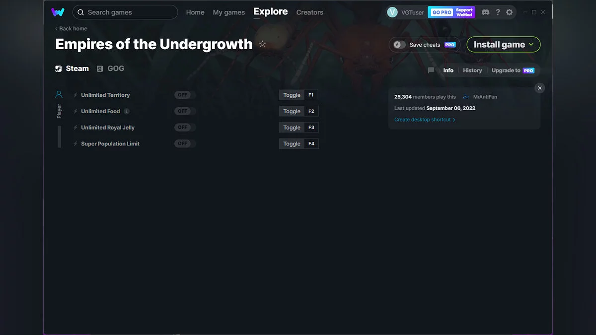 Empires of the Undergrowth — Formateur (+4) du 06/09/2022 [WeMod]