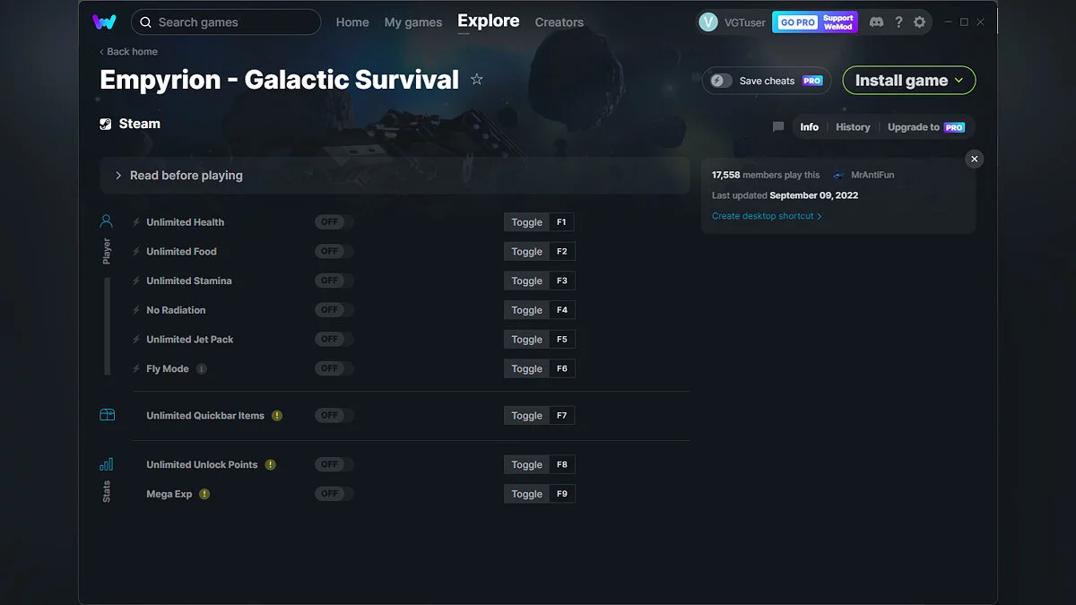 Empyrion - Galactic Survival — Trainer (+9) from 09.09.2022 [WeMod]