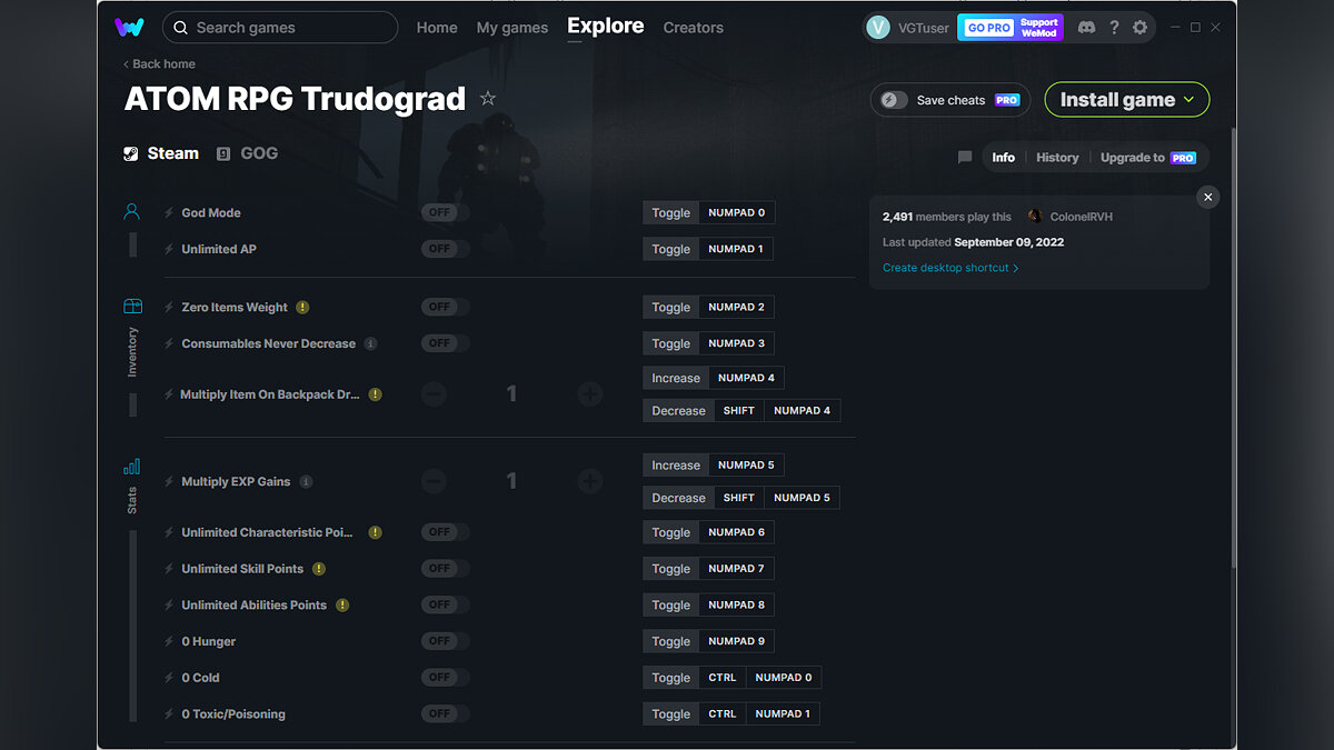 ATOM RPG Trudograd — Trainer (+15) from 09.09.2022 [WeMod]