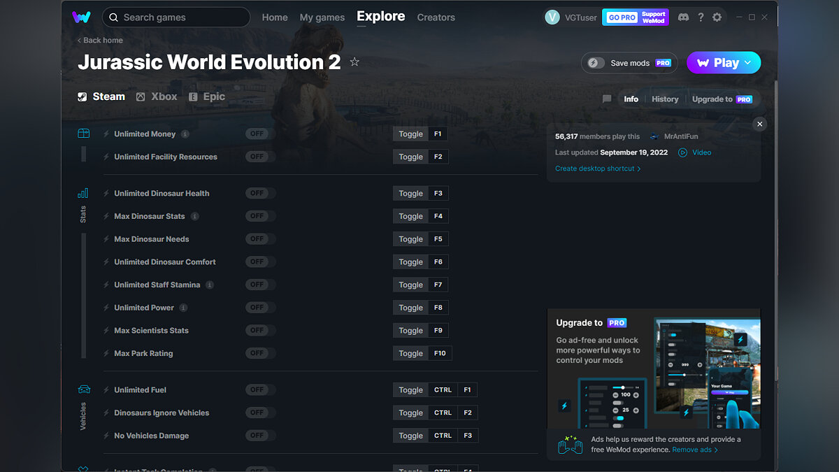 Jurassic World Evolution 2 — Trainer (+15) from 09/19/2022 [WeMod]