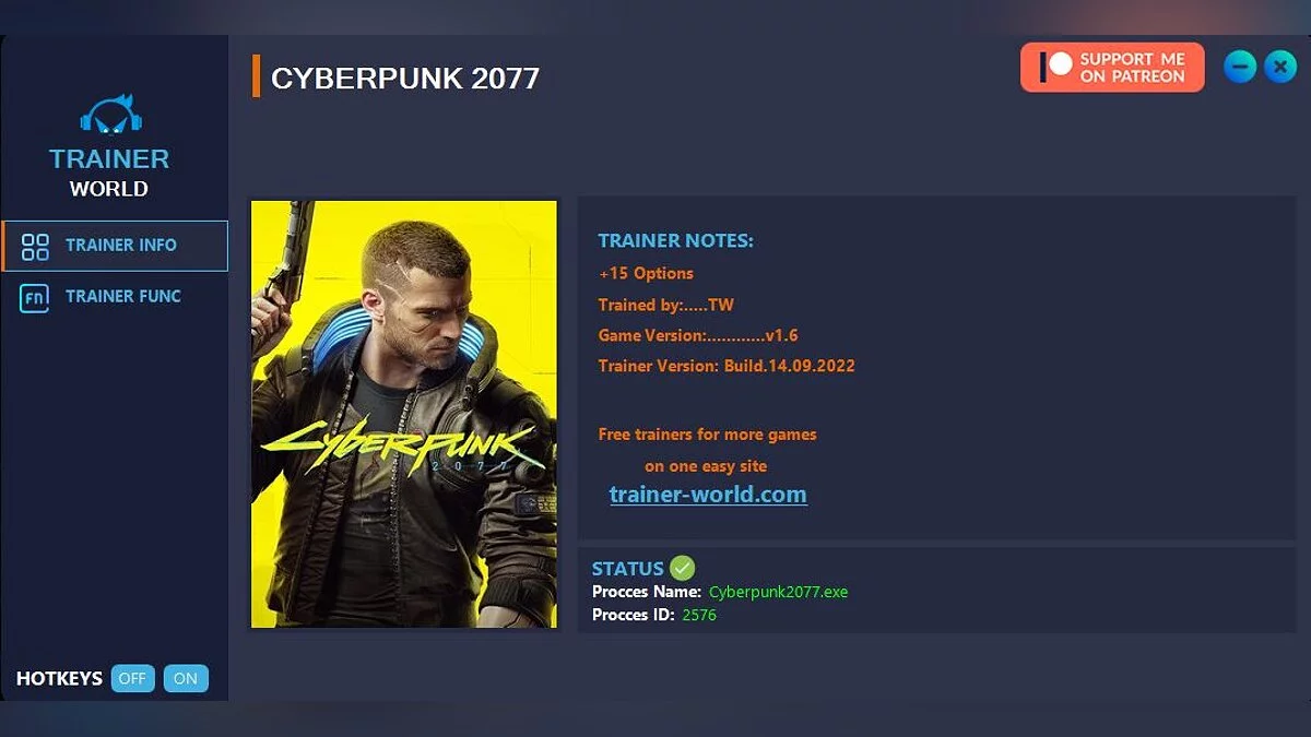 Cyberpunk 2077 — Trainer (+15) [v1.6]