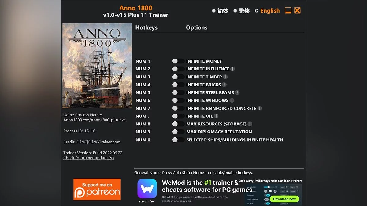 Anno 1800 — Trainer (+11) [1.0 - 15]