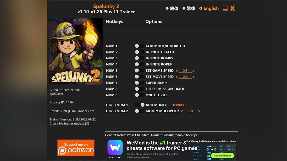 Spelunky 2 — Trainer (+11) [1.10 - 1.26]