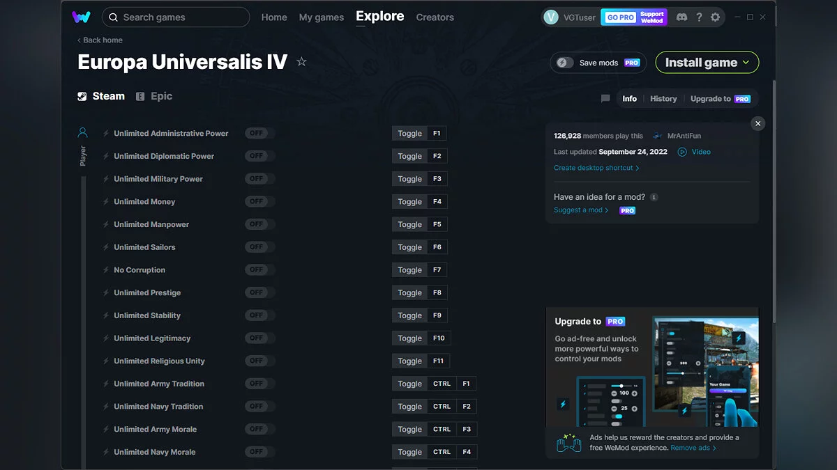 Europa Universalis 4 — Trainer (+23) from 09/24/2022 [WeMod]