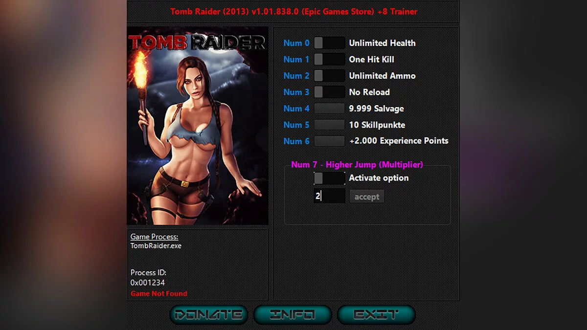 Tomb Raider — Trainer (+8) [1.01.838.0]