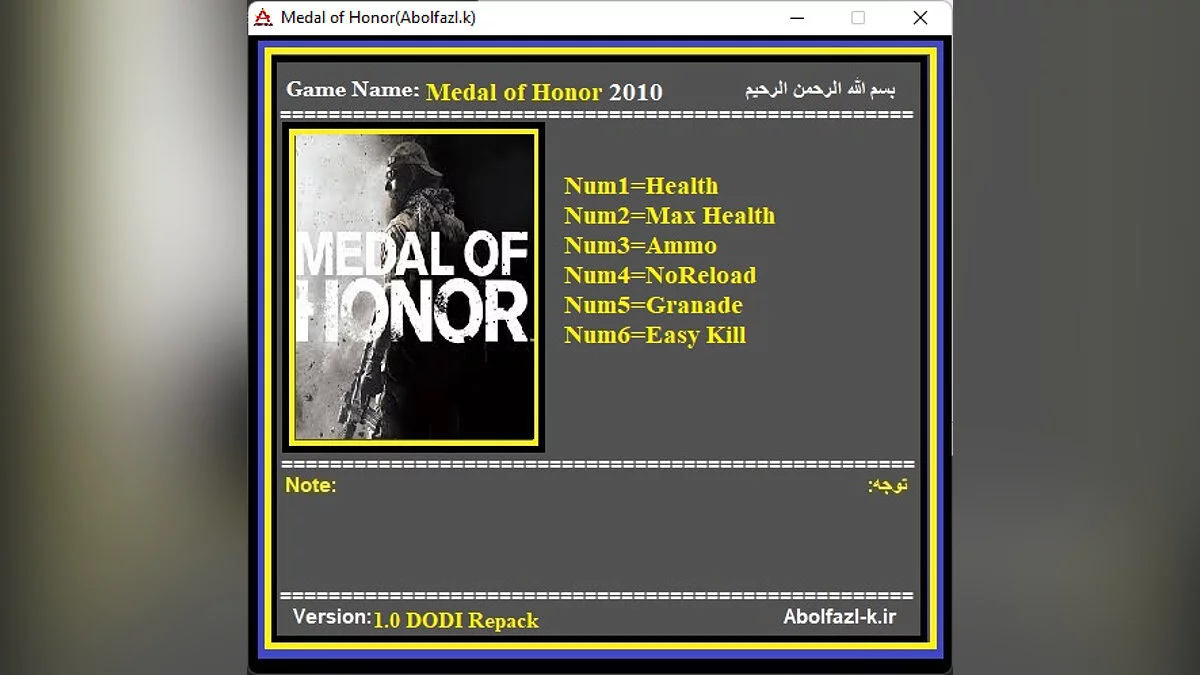 Medal of Honor (2010) — Trainer (+6) [1.0]